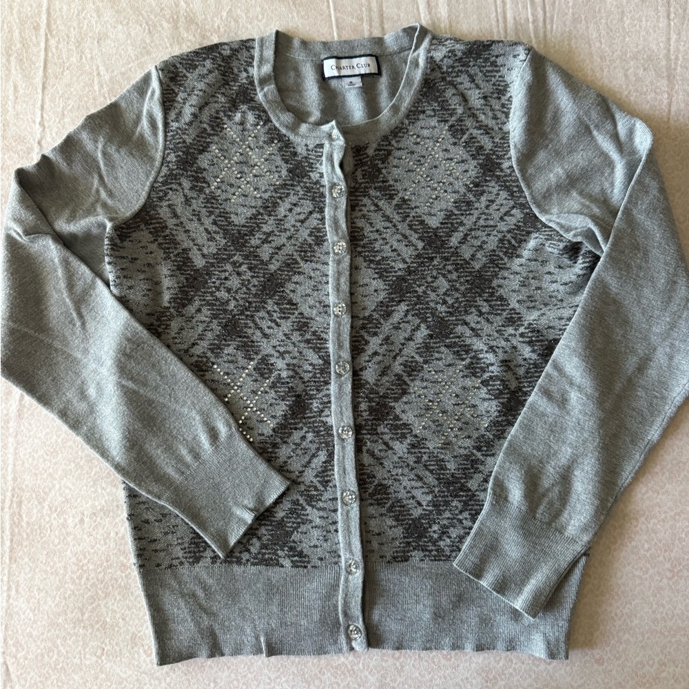Charter Club Heather Gray Knit Top